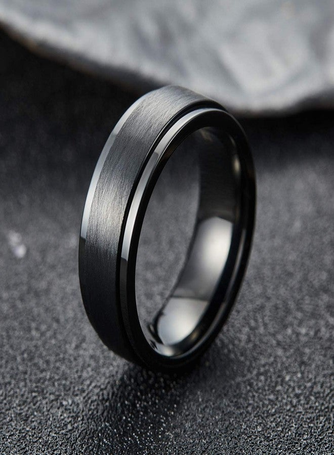 King Will 316L Stainless Steel Spinner Weding Ring for Men Women-8mm Black Stress Relief Fidget Ring Brushed Finished Spinner Wedding Band Comfort Fit Size 13 - Image 3